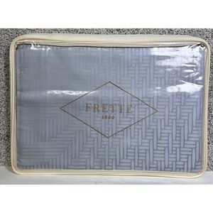 Frette 1860 Rattan Arredo Queen Duvet Cover Gray Light Blue Cotton Italy 91"X91"